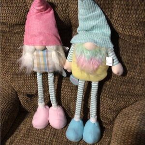 Source Unknown Pink and Blue Gnome Duo